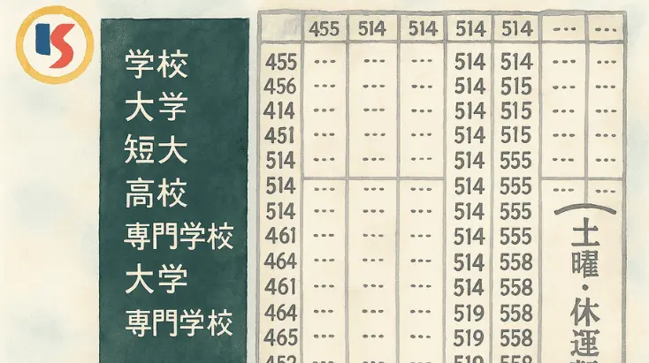 時刻表のような学校案内が特徴です